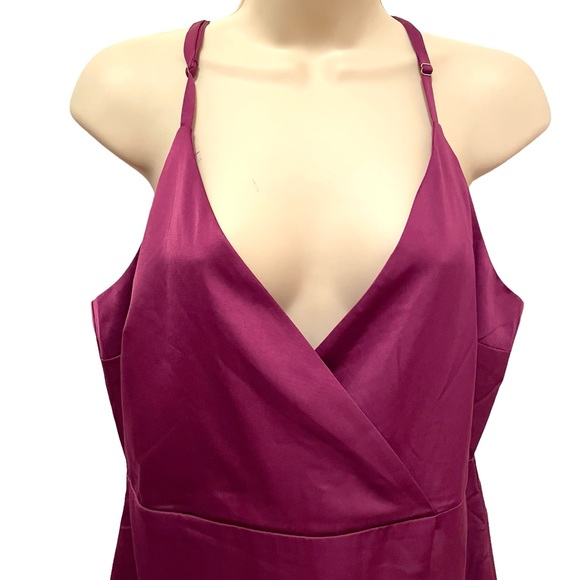 Lulus Spaghetti Strap Dress Satin Magenta Size Large Style #SND001003 - Picture 3 of 11